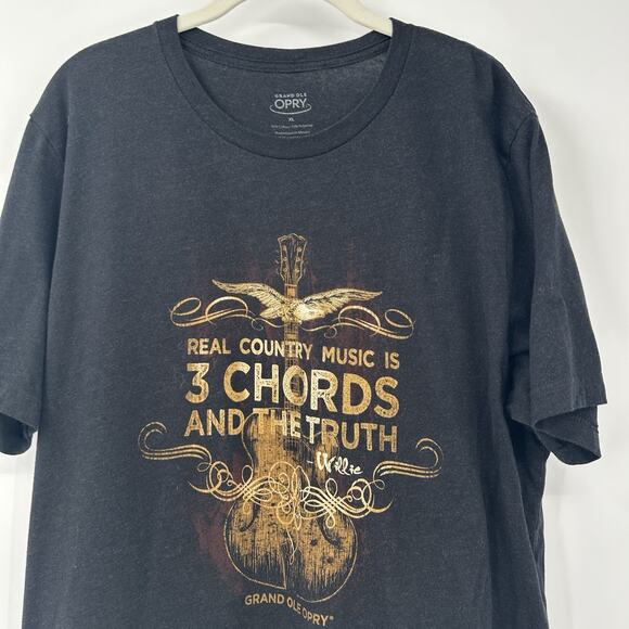 Grand Ole Opry 3 Chords & The Truth Mens XL Black Graphic T-shirt Willie Nelson - Picture 1 of 7